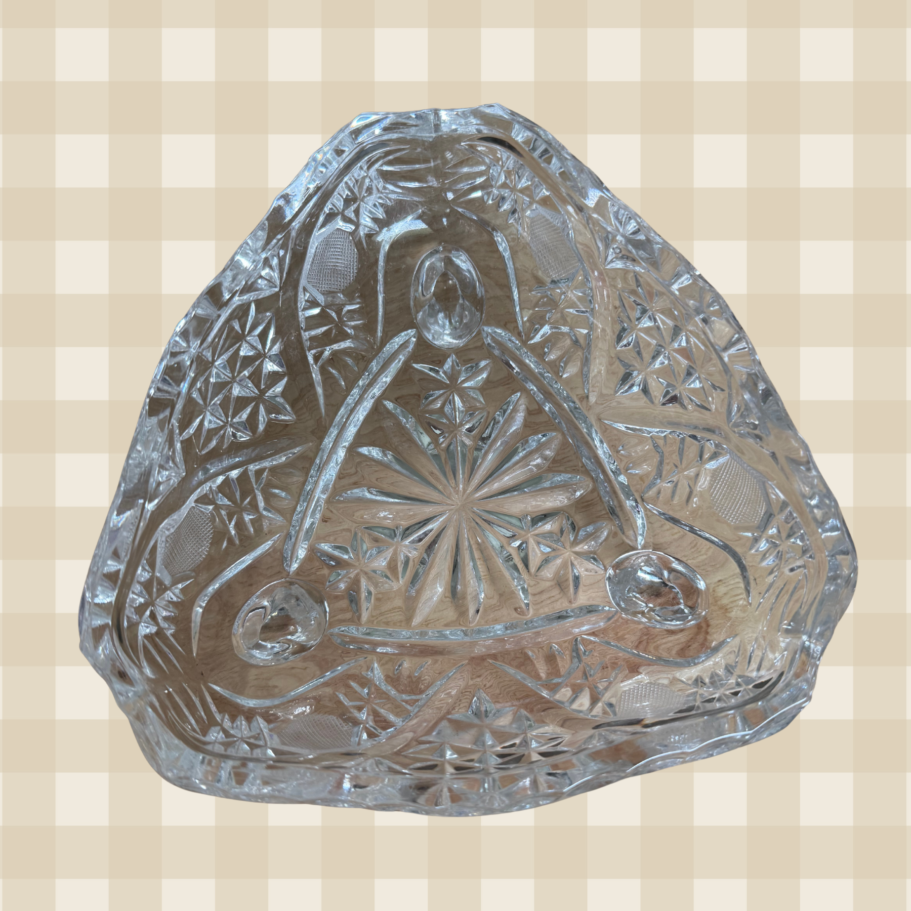 Vintage German Crystal Snowflake Burst Bowl