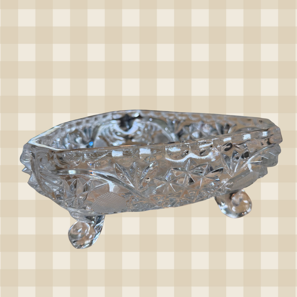 Vintage German Crystal Snowflake Burst Bowl