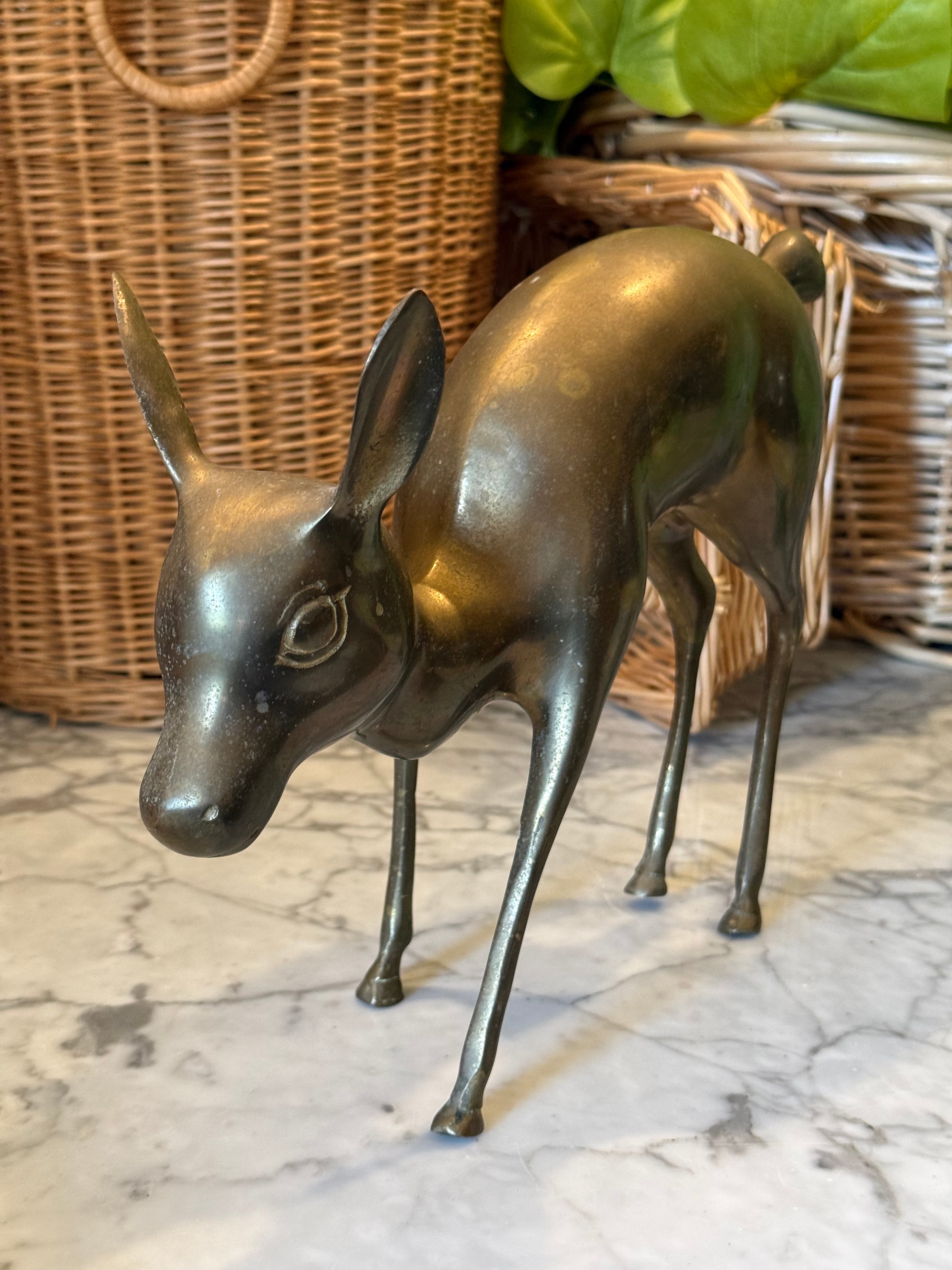 Vintage Brass Fawn Deer Figure