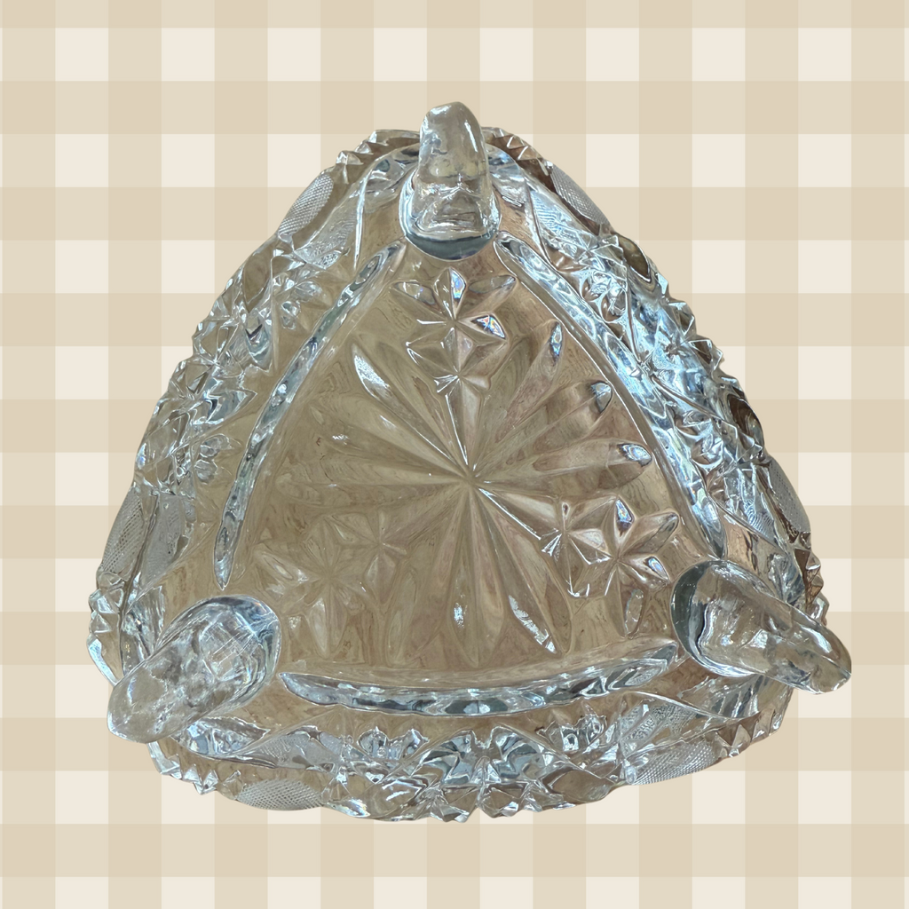 Vintage German Crystal Snowflake Burst Bowl