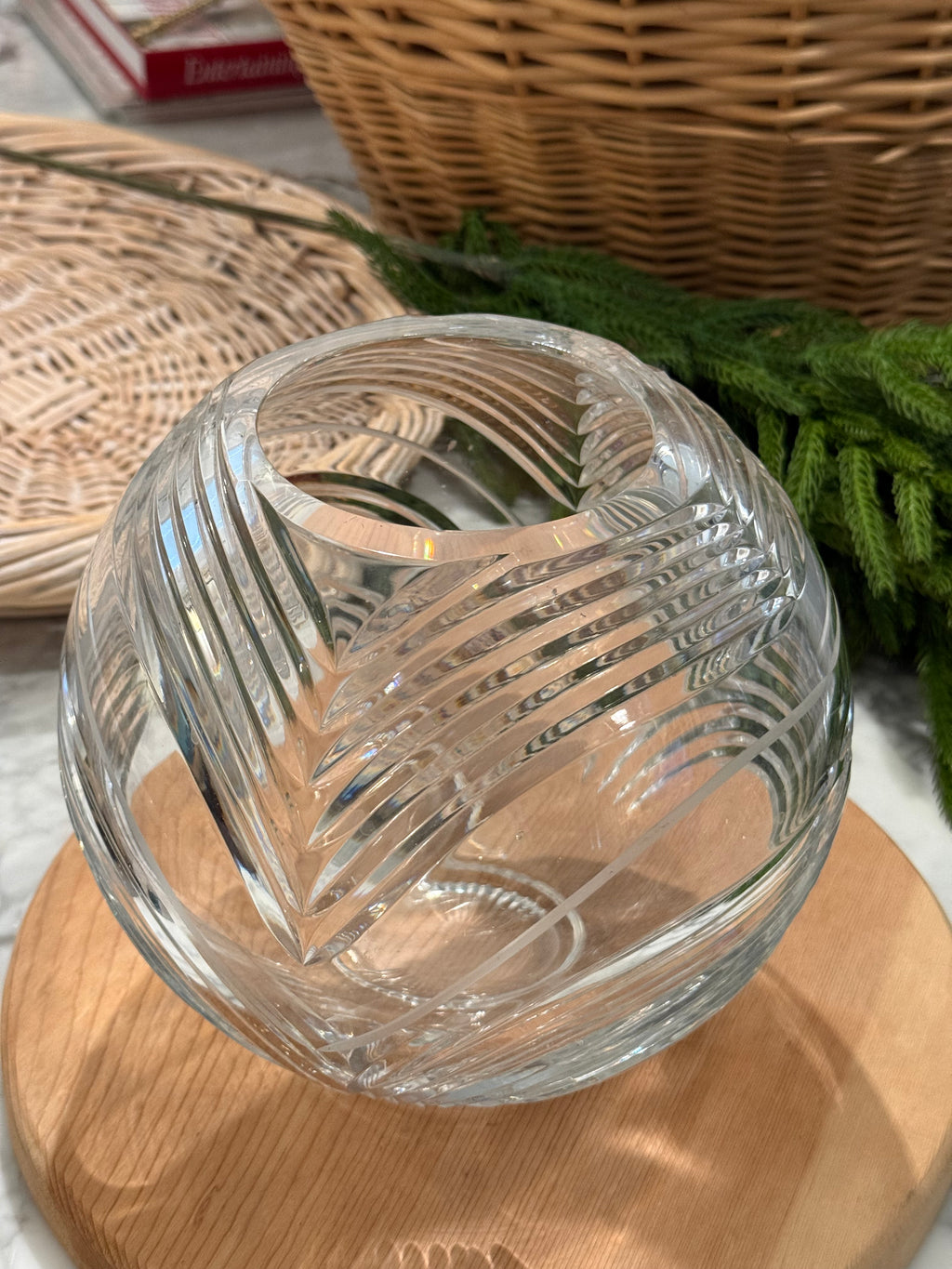 Geometric Cut Crystal Rose Bowl