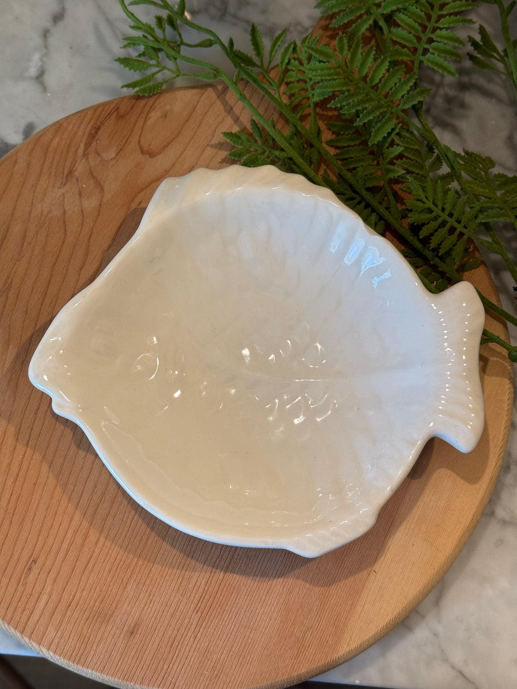 White Ceramic Fish Serving Dish - 8"