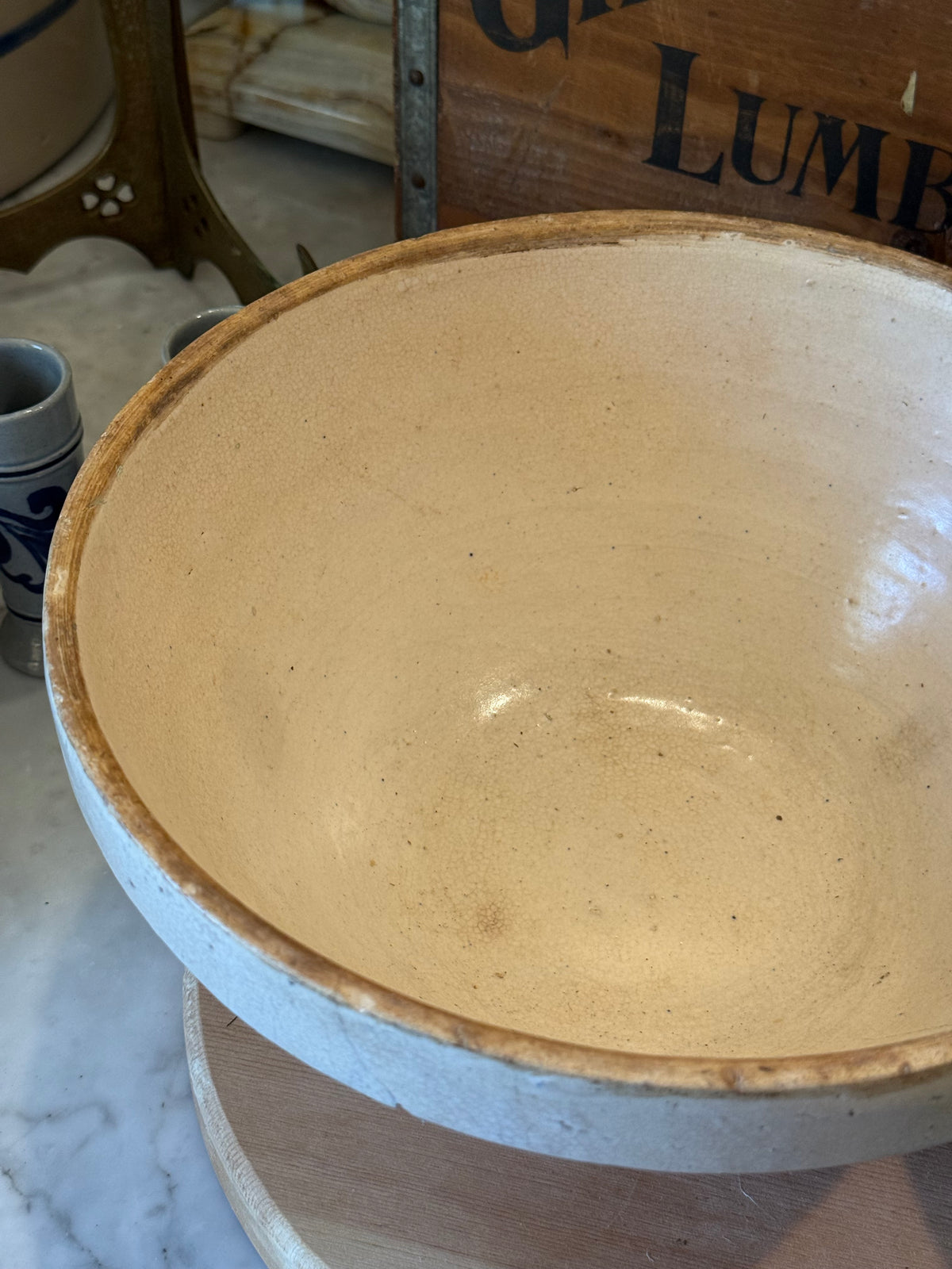 Antique Primitive Beehive Ribbed Shoulder Bowl - 10"