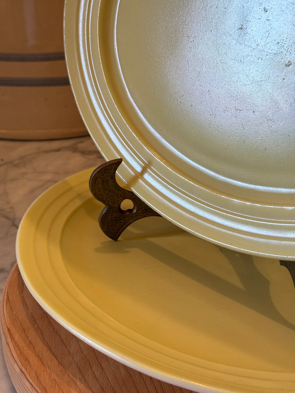 Vintage Yellow Platonite Oval Platters, Set of 2
