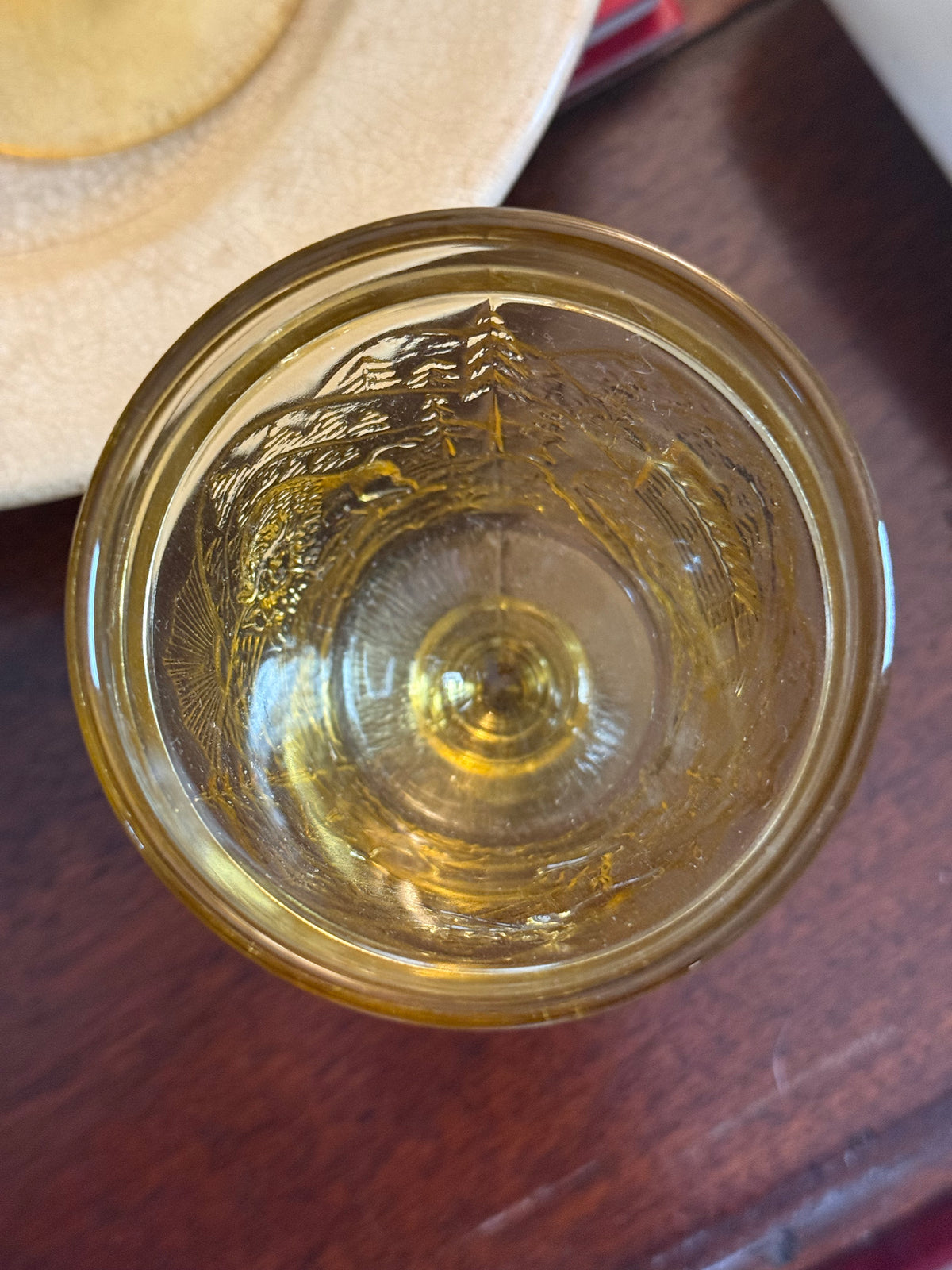 Vintage Amber Westward Ho Goblets, Set of 7