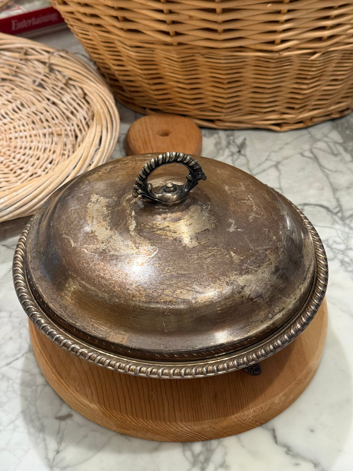 Round Silver Covered Casserole Tureen