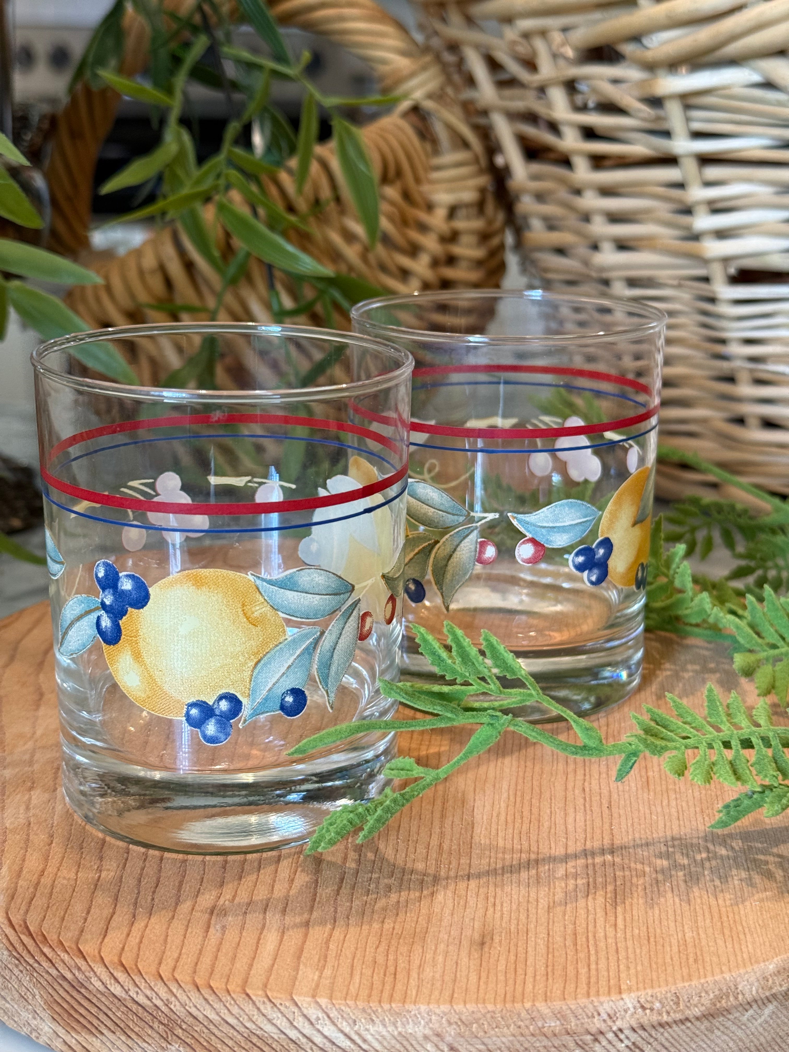 Set of 2 Vintage Corelle Corningware Abundance Juice Glasses