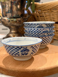 Vintage Chinoiserie Blue and White Ceramic Rice Bowl