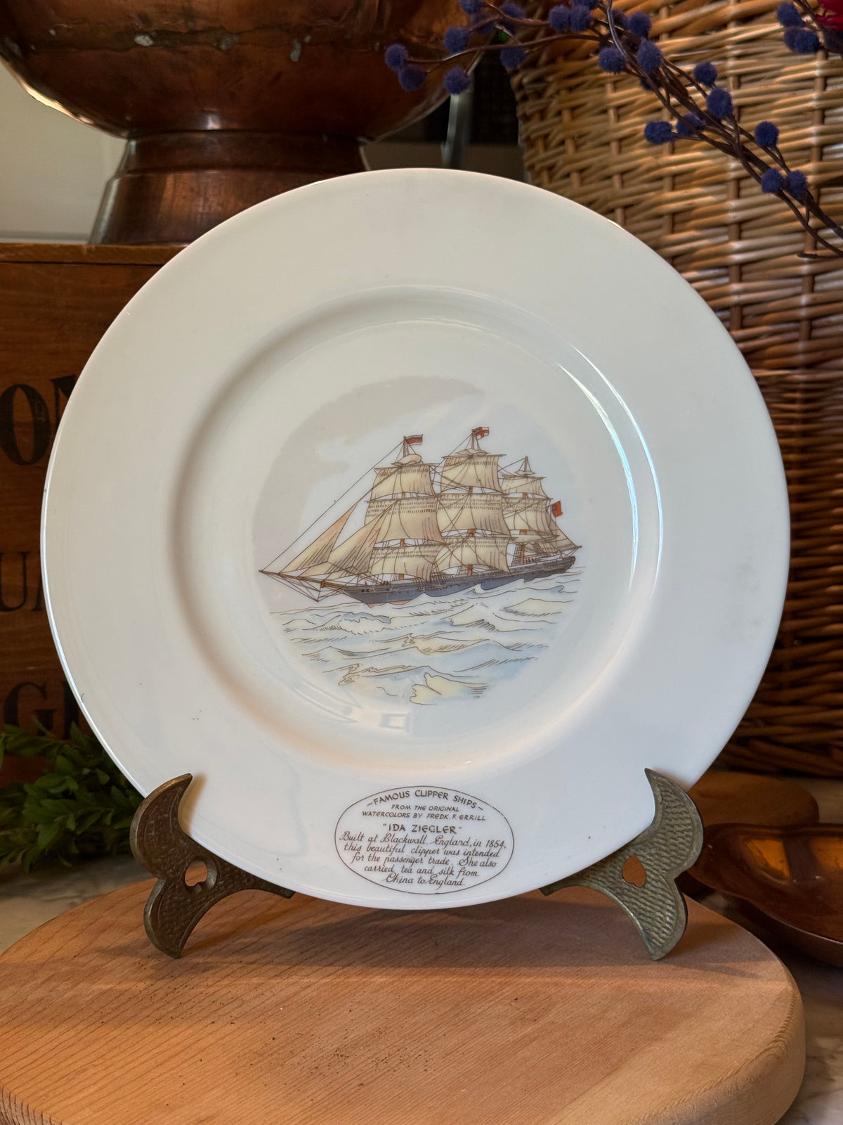 Vintage Ida Ziegler Clipper Ship Display Plate
