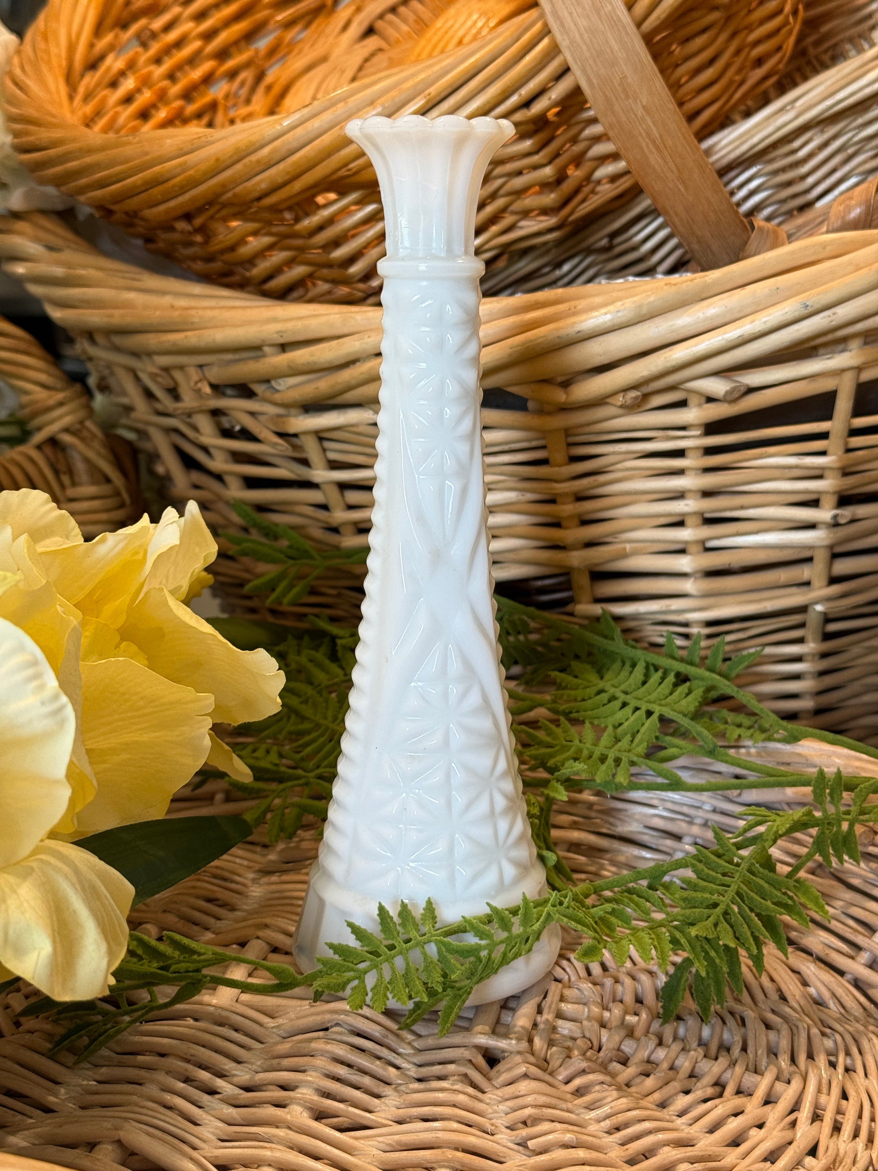 Vintage Anchor Hocking 9" Milk Glass Bud Vase