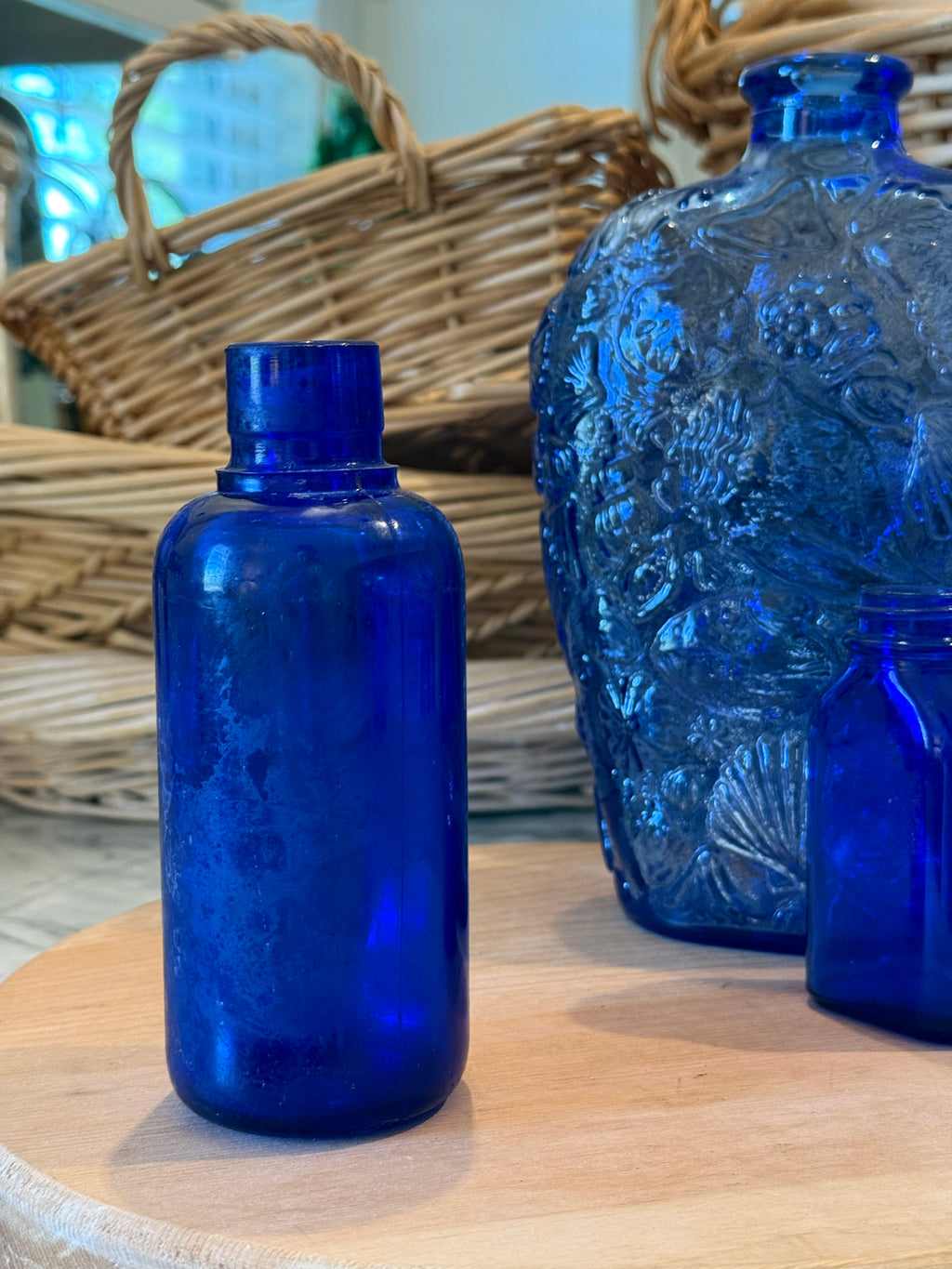 Vintage Smooth Cobalt Blue Medicine Bottle