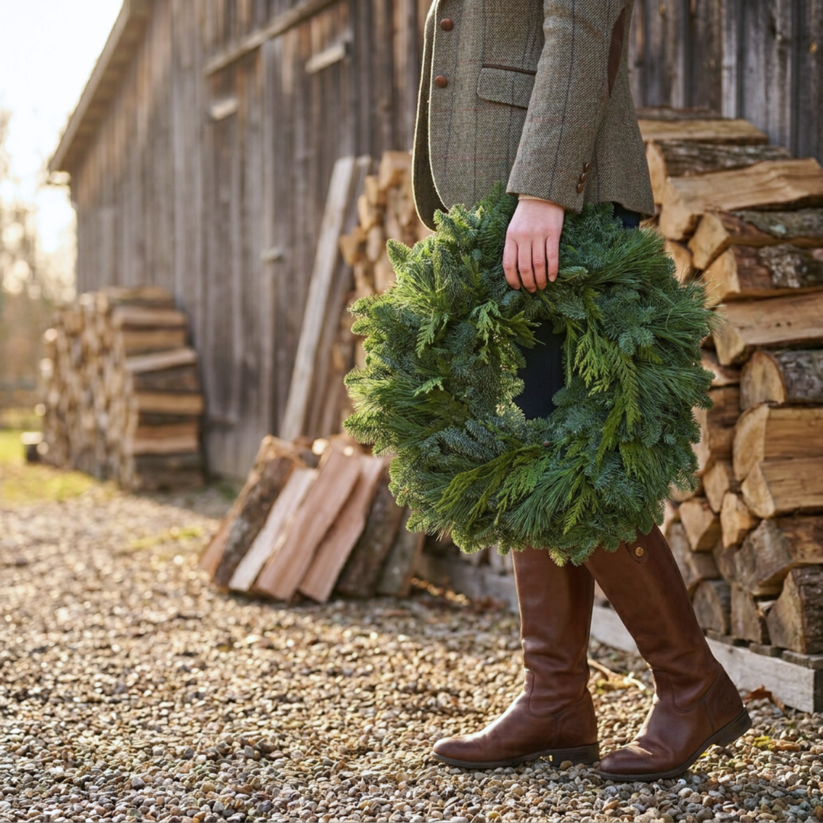 Fresh Noble Pine & Cedar Wreath