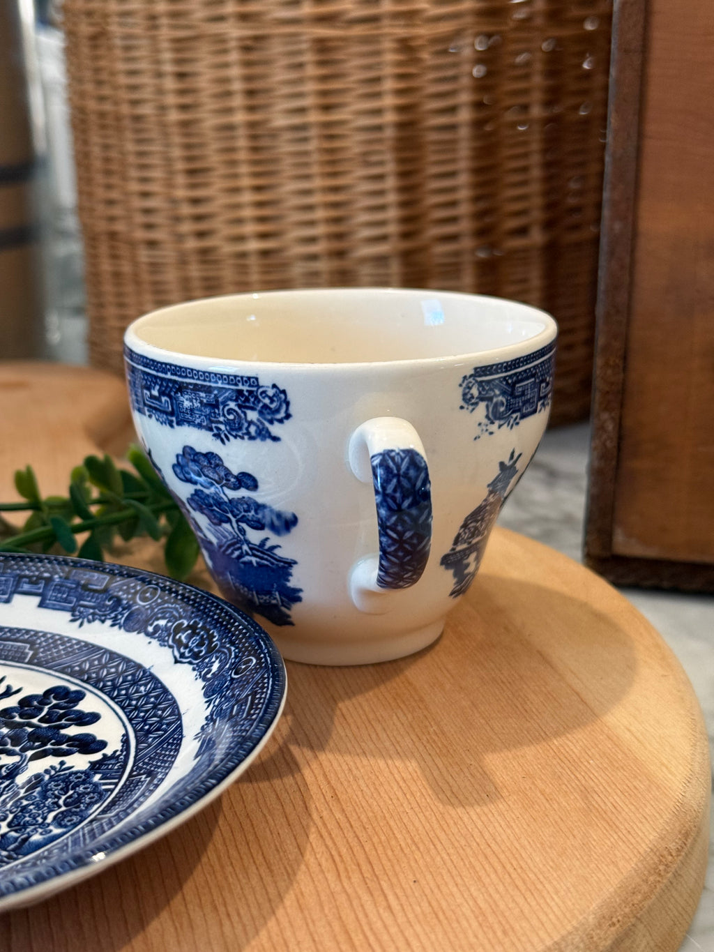 Vintage Blue Willow Teacup & Saucer Set