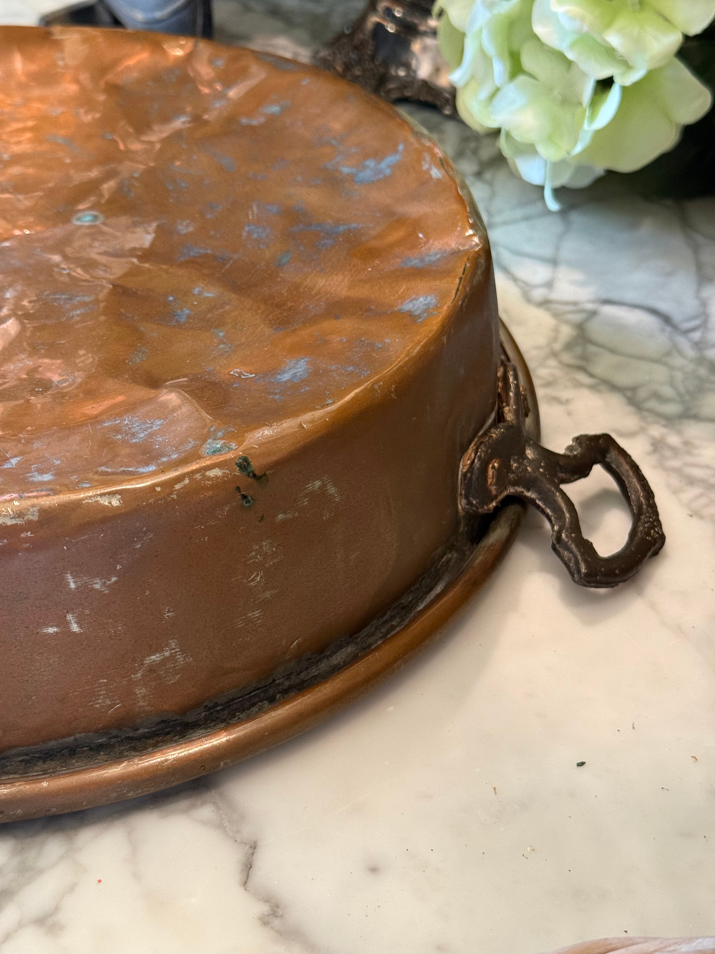 Antique European Copper Baking Pan - 14"
