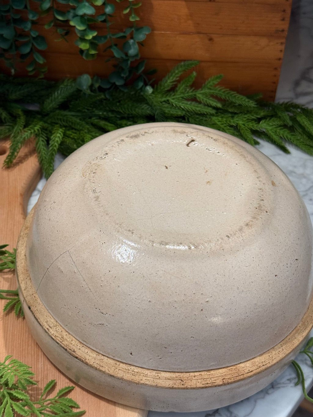 Antique Primitive Stoneware Shoulder Crock Bowl - 11"