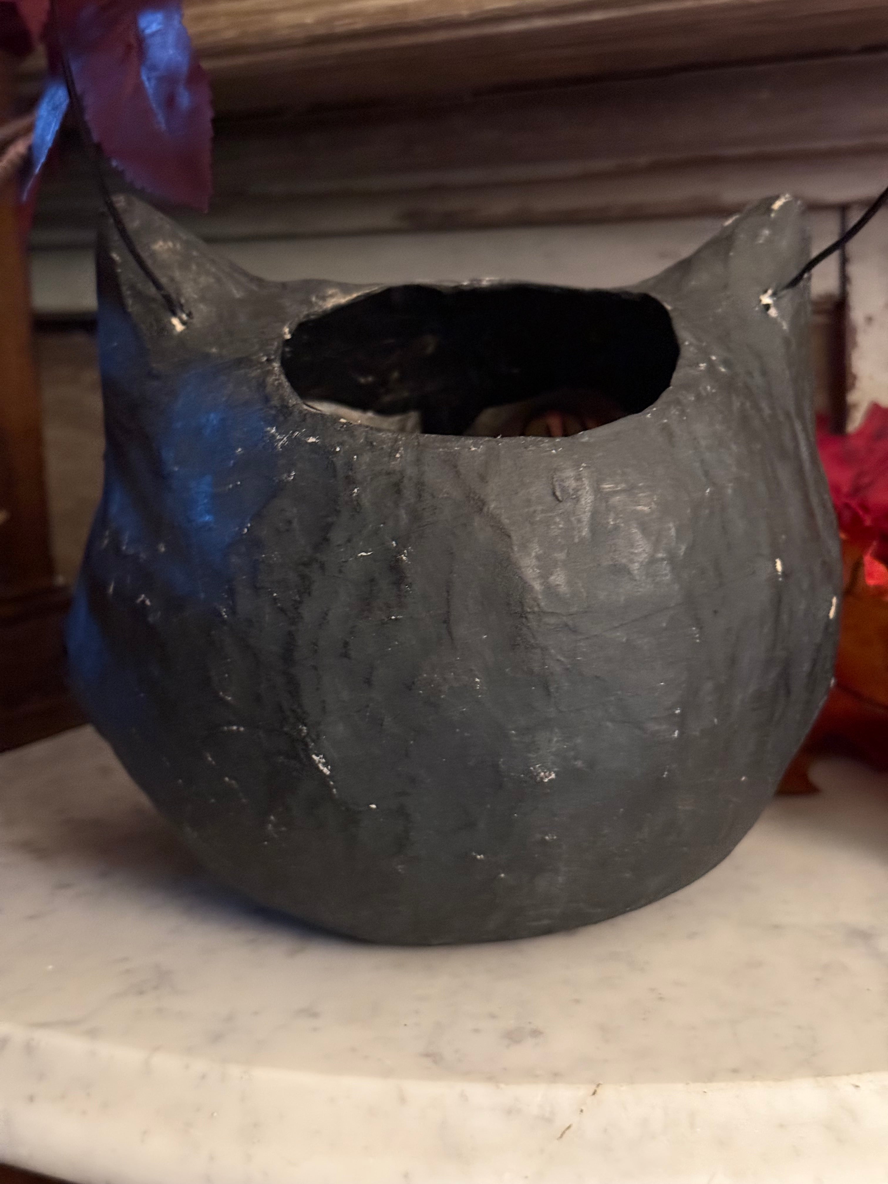 Bethany Lowe Vintage Black "Happy Cat" Bucket Halloween Lantern