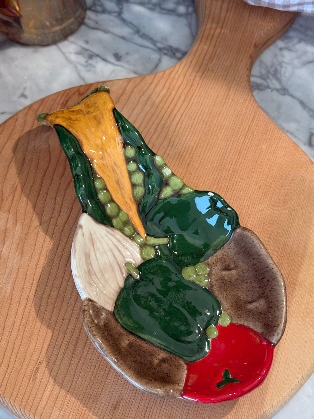 Vintage Ceramic Vegetable Spoon Rest