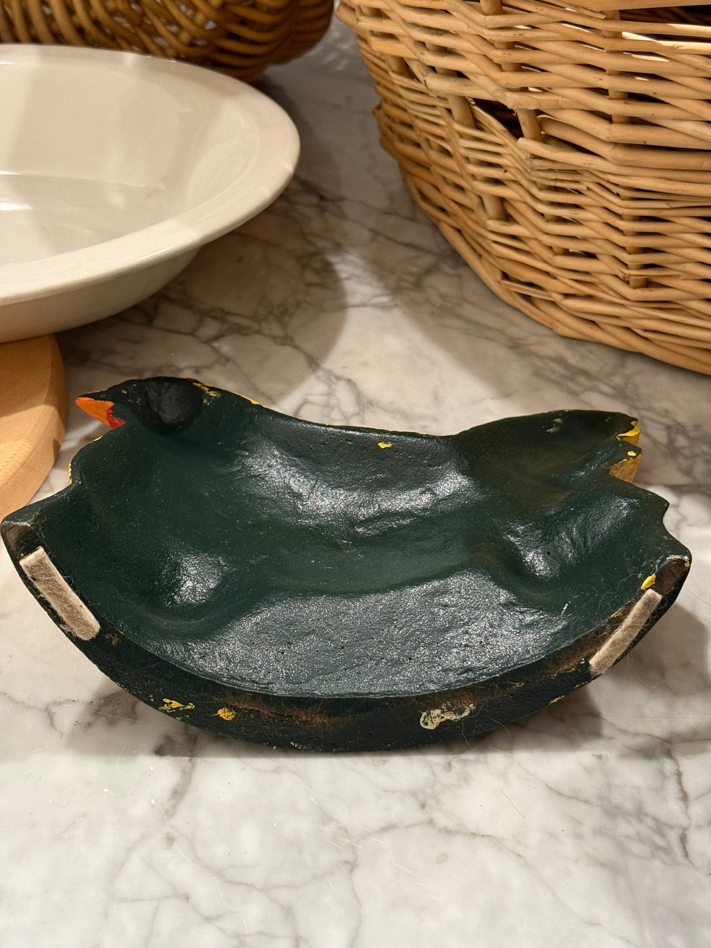 Vintage Farmhouse Cast Iron Chicken and Chicks Doorstop