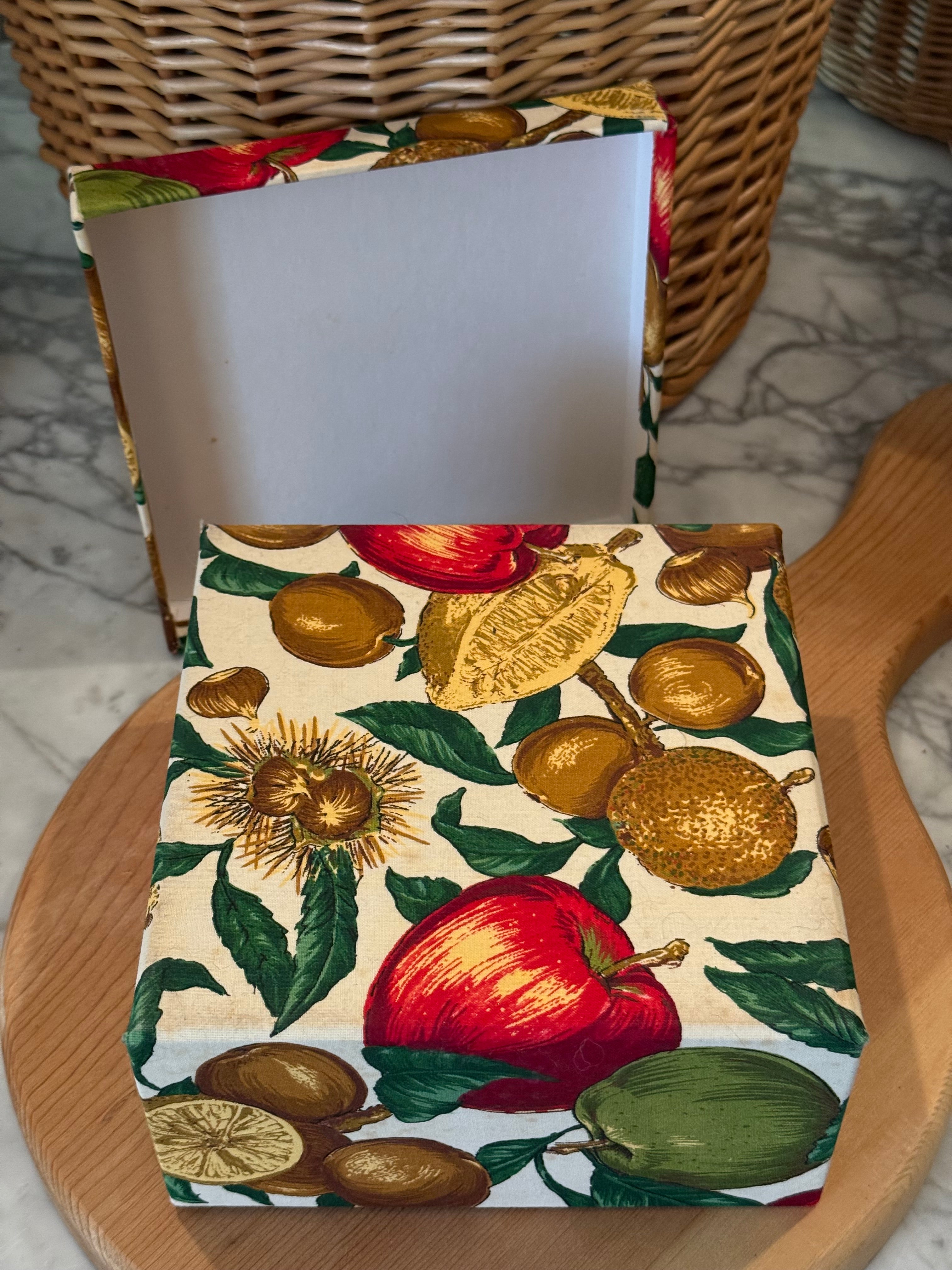 Vintage Faux Fruit Fabric Covered Storage Box