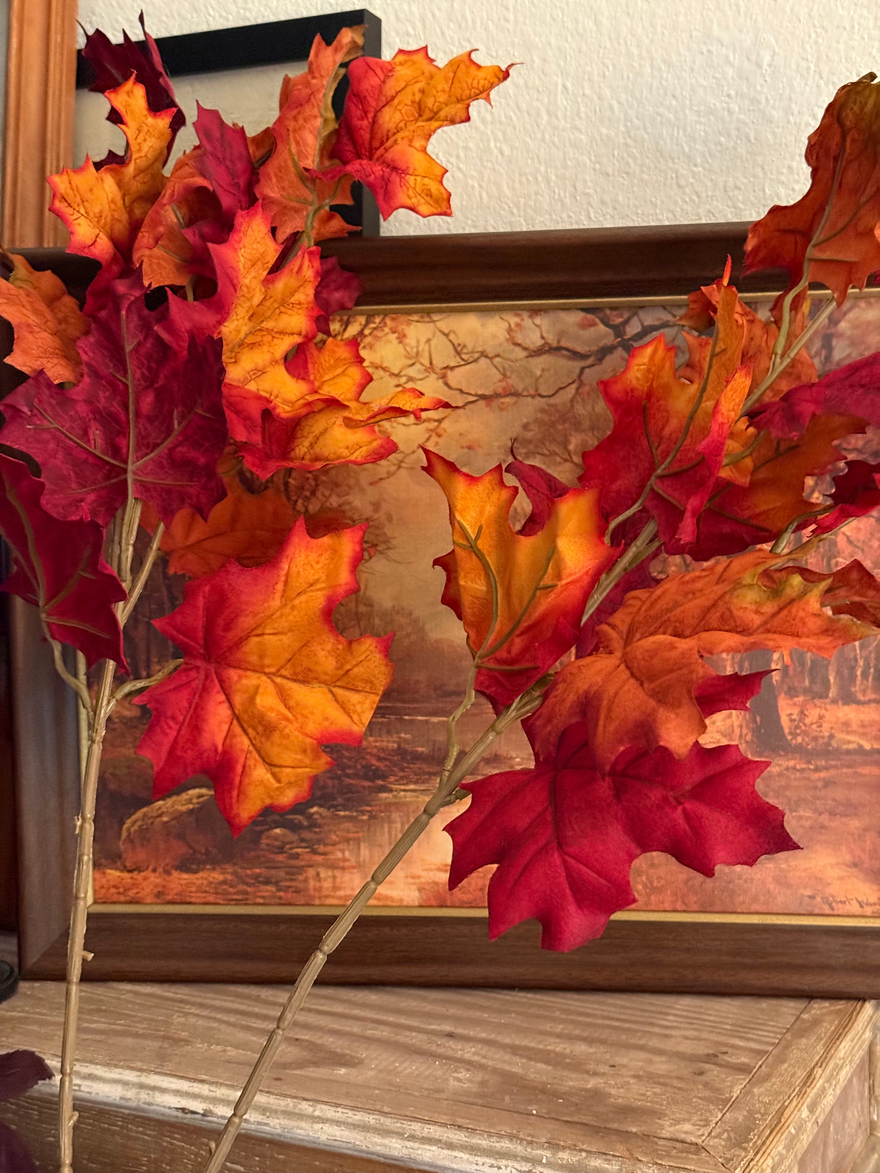 31" Maple Set of 2 Autumn Leaf Branches