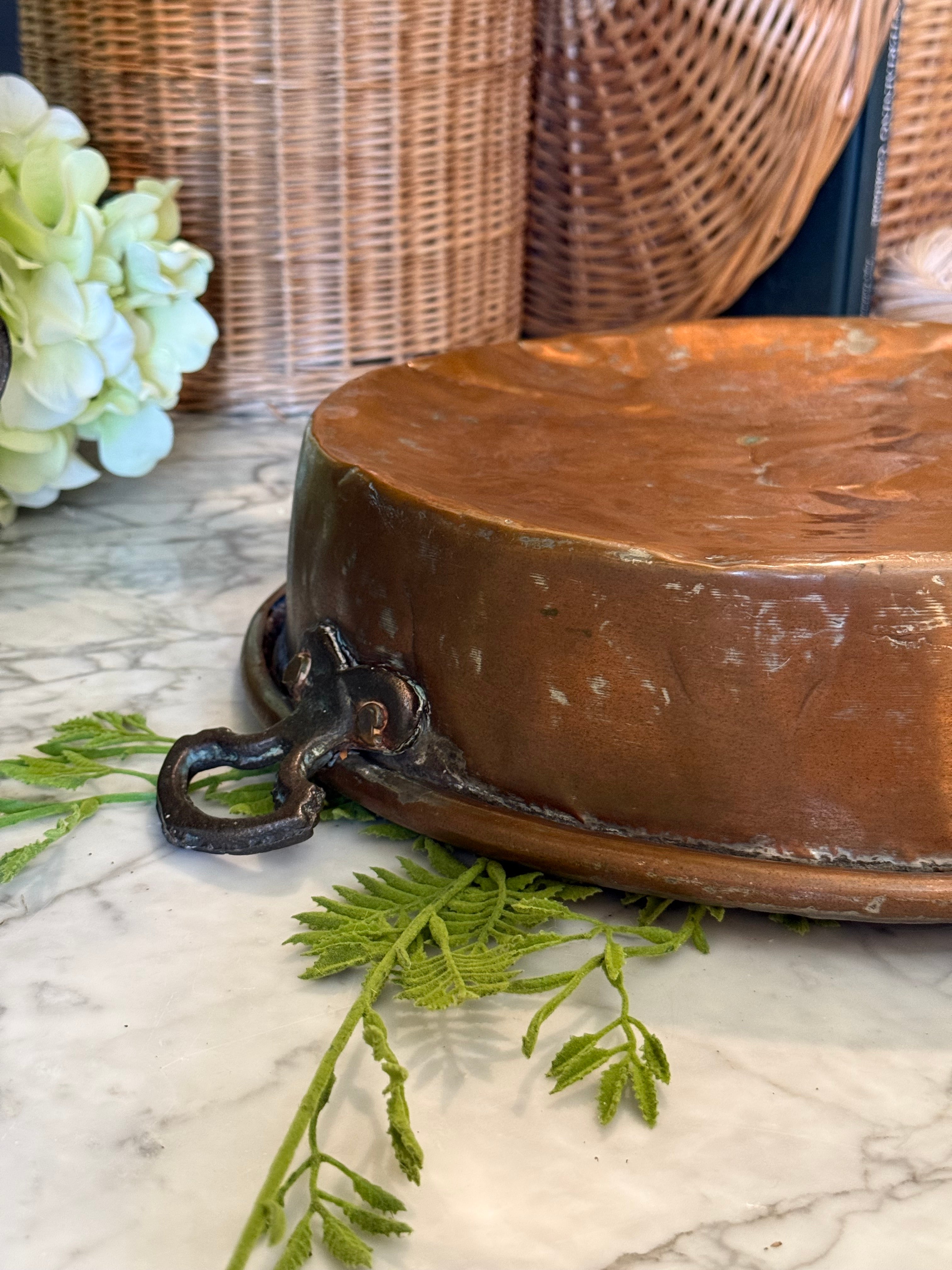 Antique European Copper Baking Pan - 14"