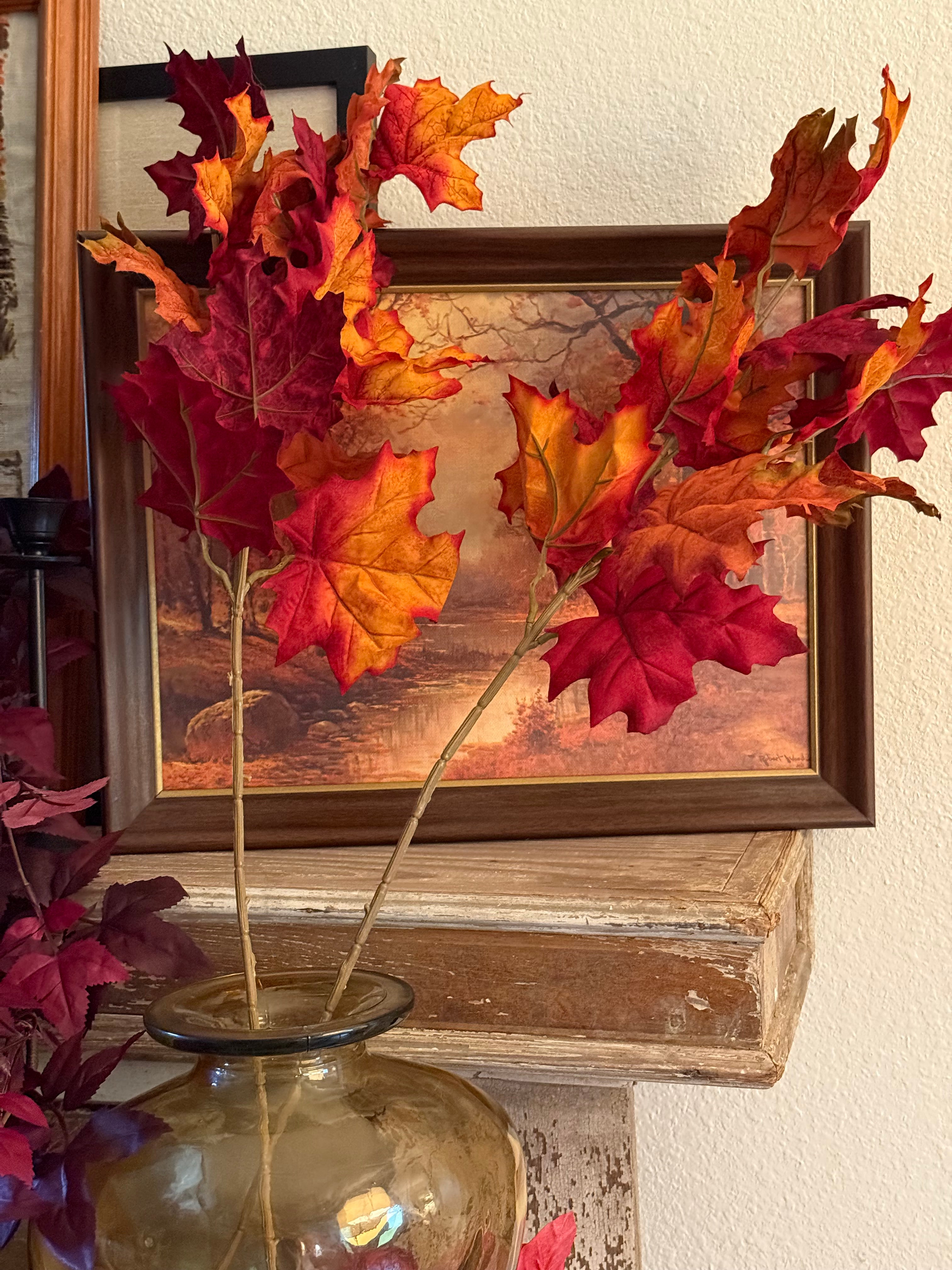 31" Maple Set of 2 Autumn Leaf Branches