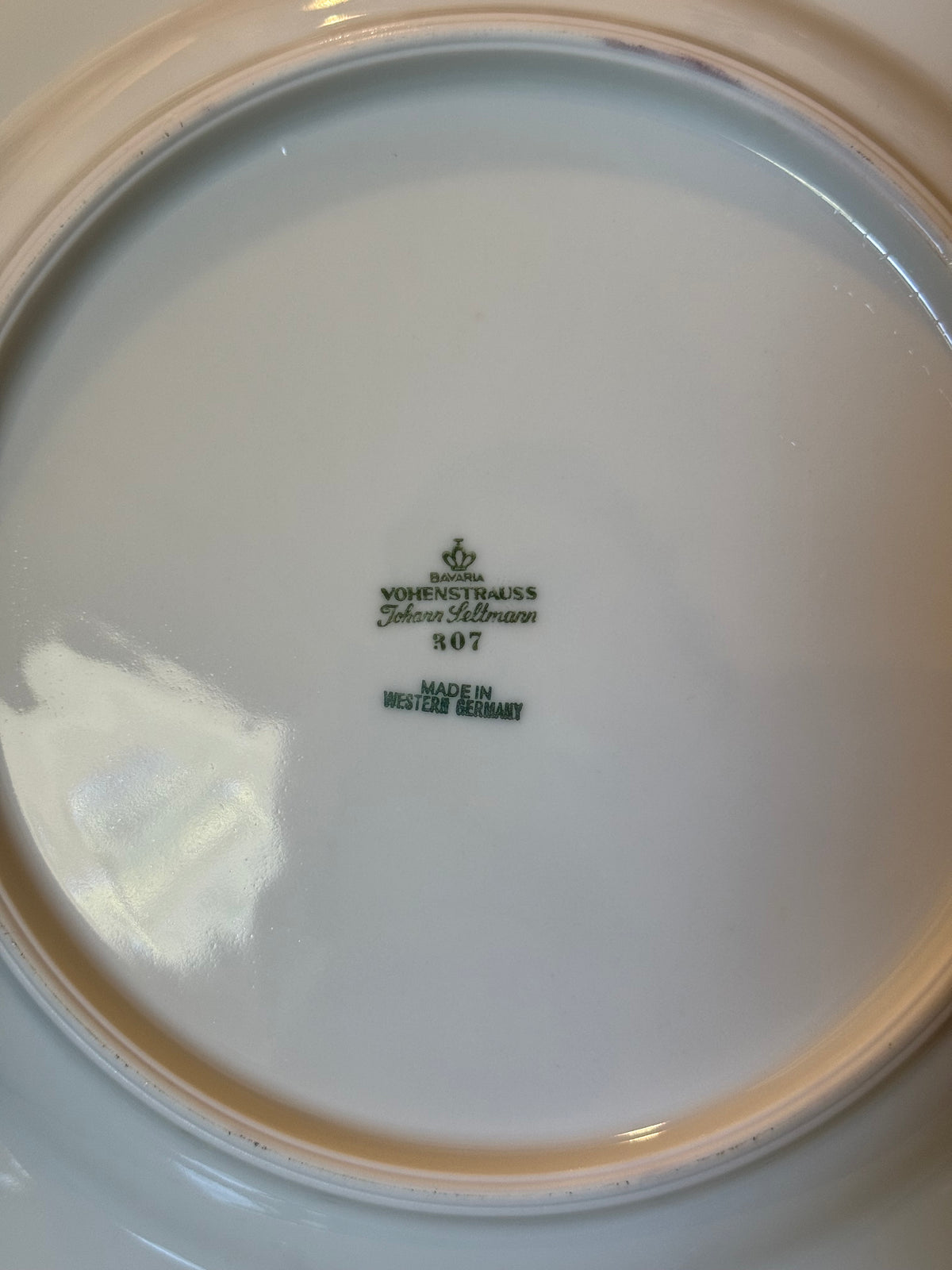 Vintage Bavarian Sage Rim Plates, Set of 2