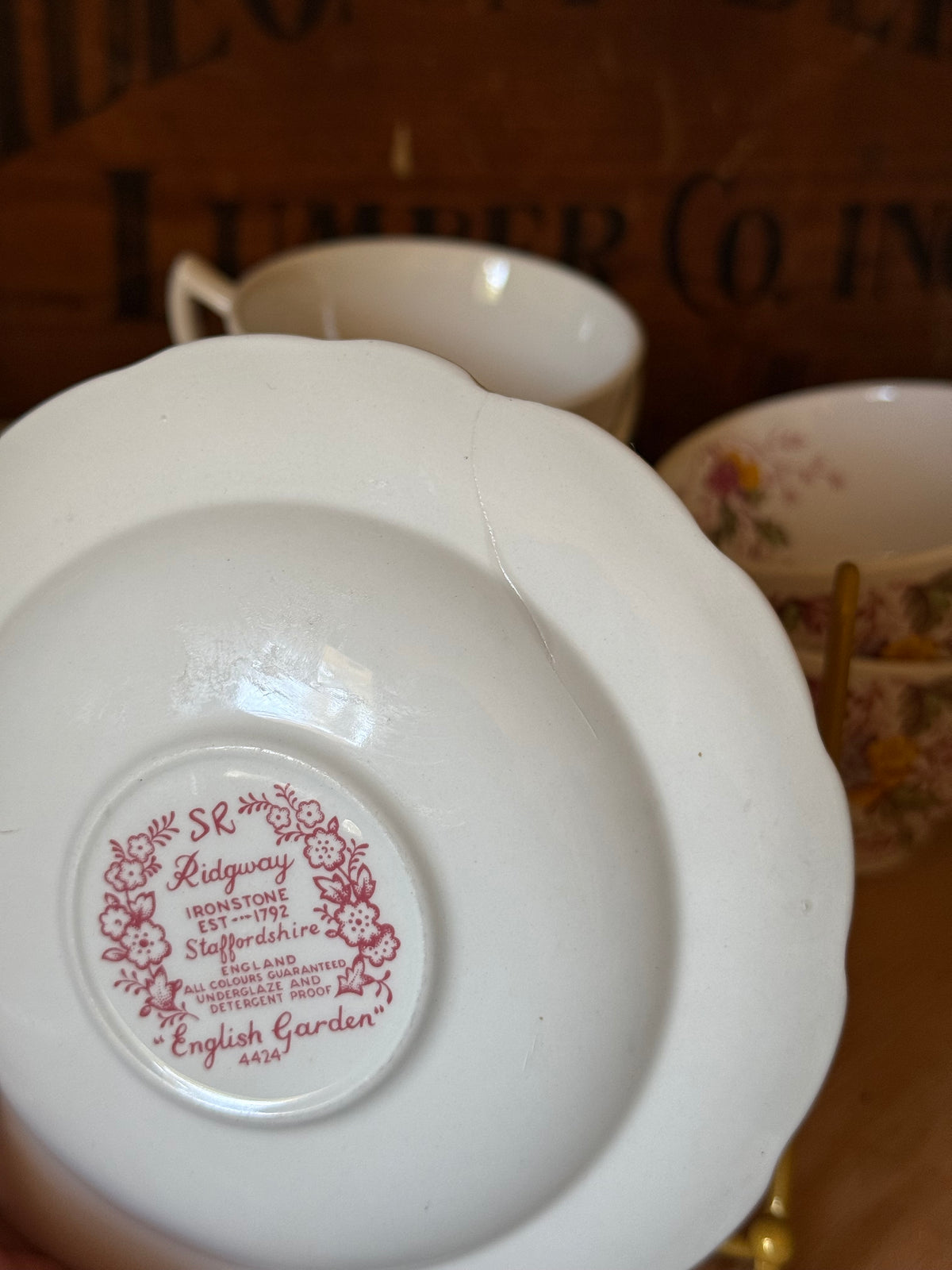Vintage Ridgway English Garden Ironstone Teacup and Saucer