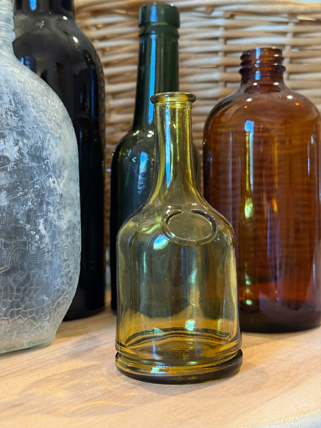 Petite Japanese Amber Glass Bottle