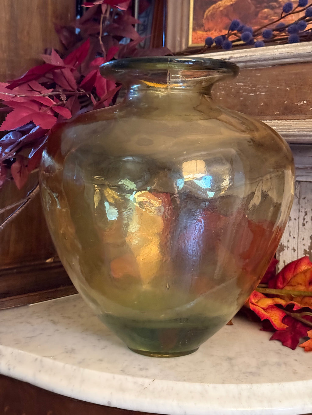 Vintage Hand Blown Amber Spanish Recycled Glass Vase