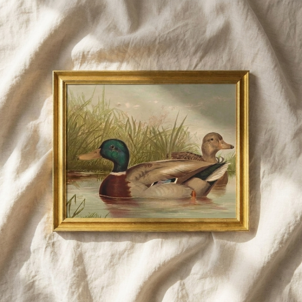 The Waterfowl No. 01 - Archival 8 x 10" Framed Mallards on Pond Fine Art Print