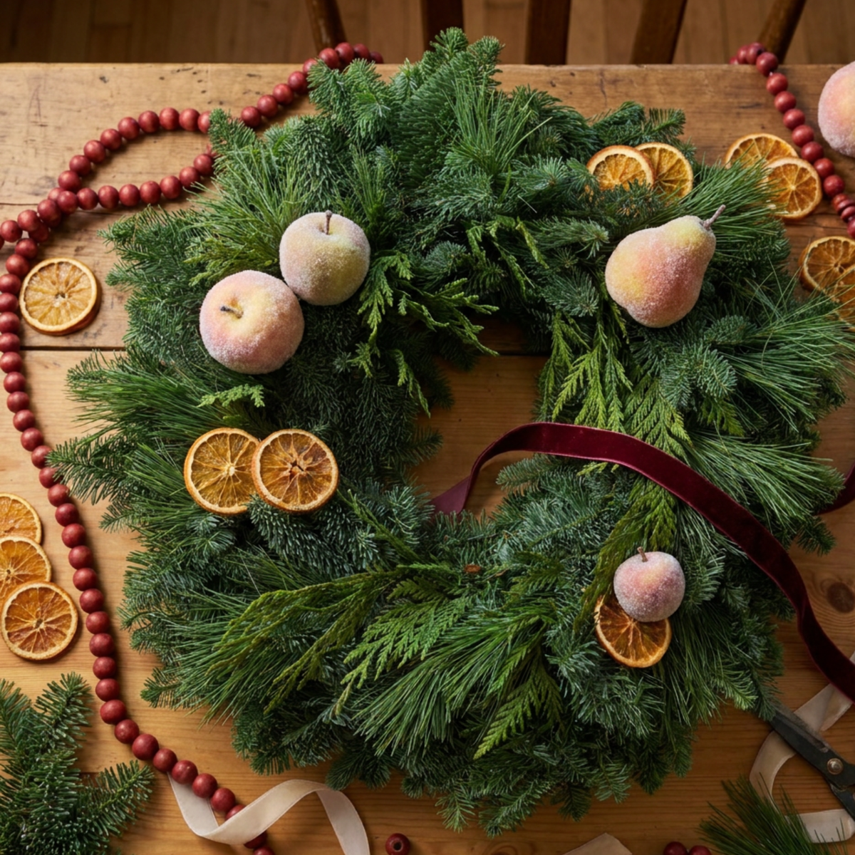 Fresh Noble Pine & Cedar Wreath