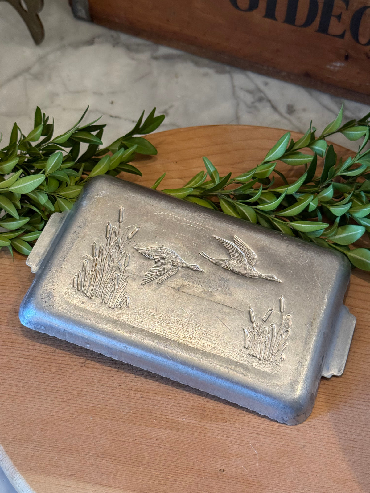 Vintage Aluminum Waterfowl Catchall Tray