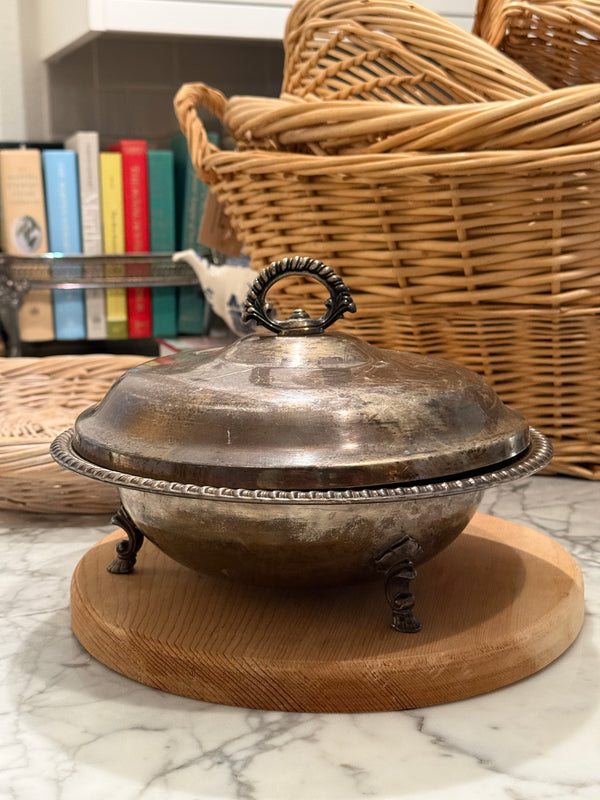 Round Silver Covered Casserole Tureen