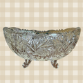 American Brilliant Cut Crystal Cut Oval Glass Footed Bowl