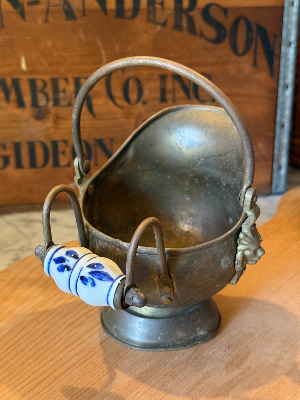 Petite Vintage Copper Coal Scuttle Bucket