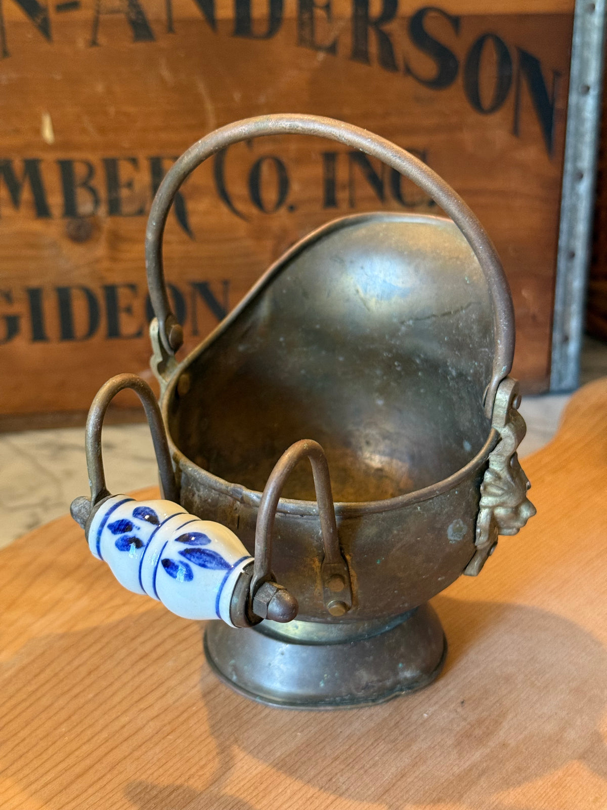 Petite Vintage Copper Coal Scuttle Bucket