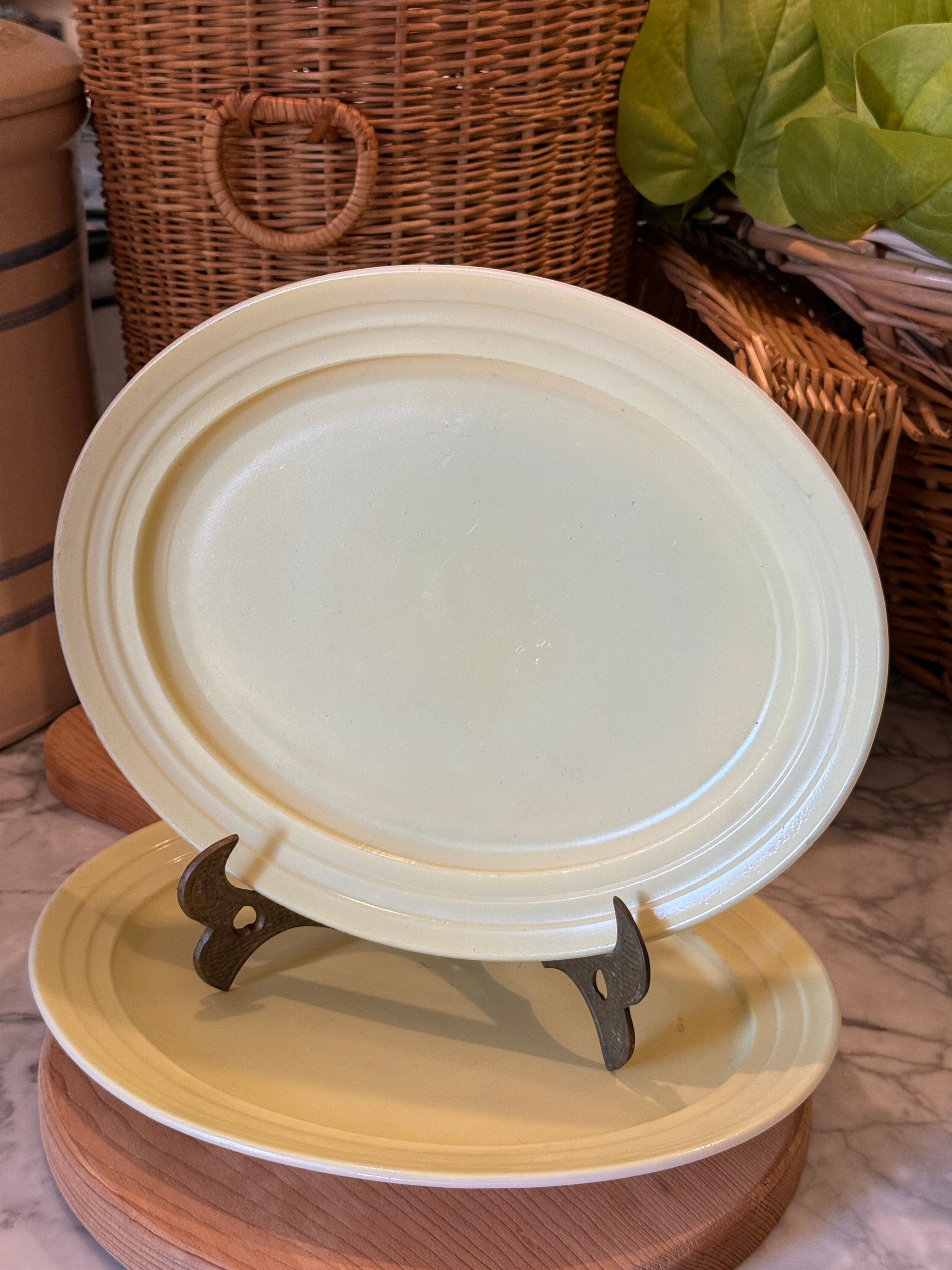 Vintage Yellow Platonite Oval Platters, Set of 2