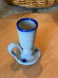 Vintage Williamsburg Pottery Salt Glazed Stoneware Candlestick Holder (Cobalt Blue)