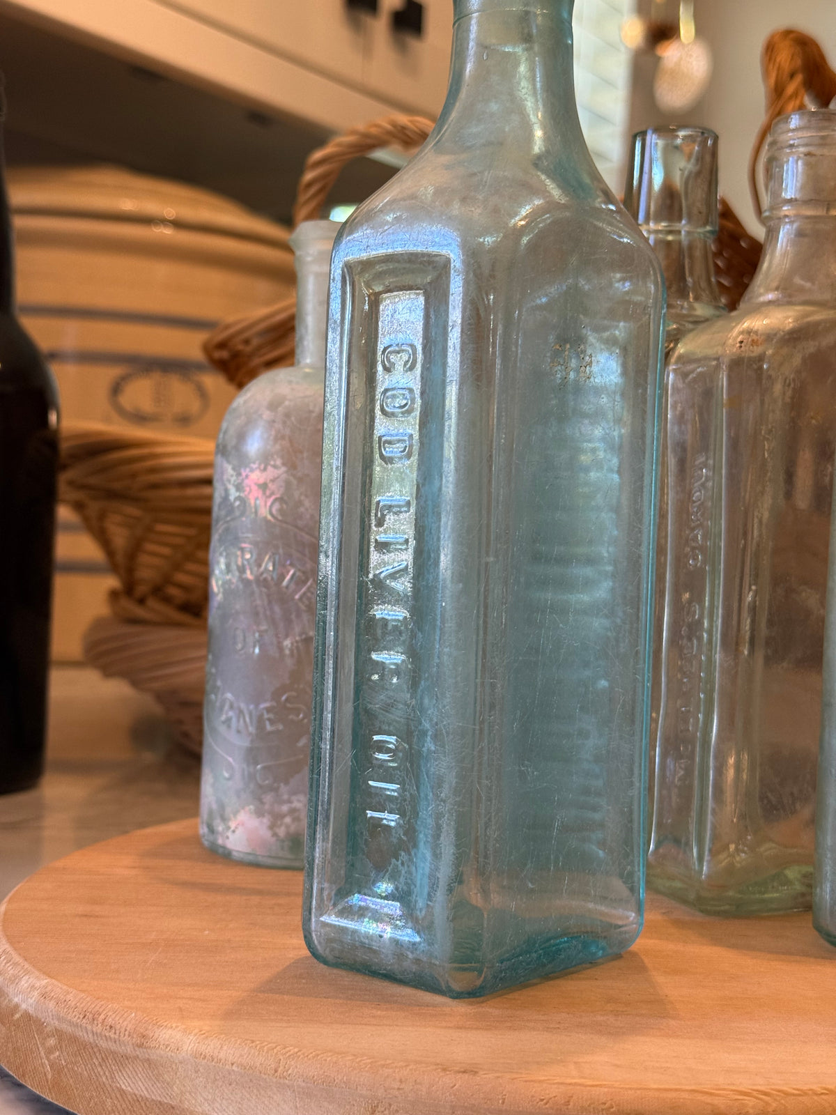 Antique Scott's Emulsion Aqua Apothecary Bottle