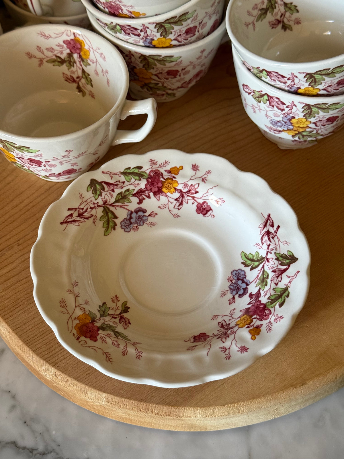 Vintage Ridgway English Garden Ironstone Teacup and Saucer