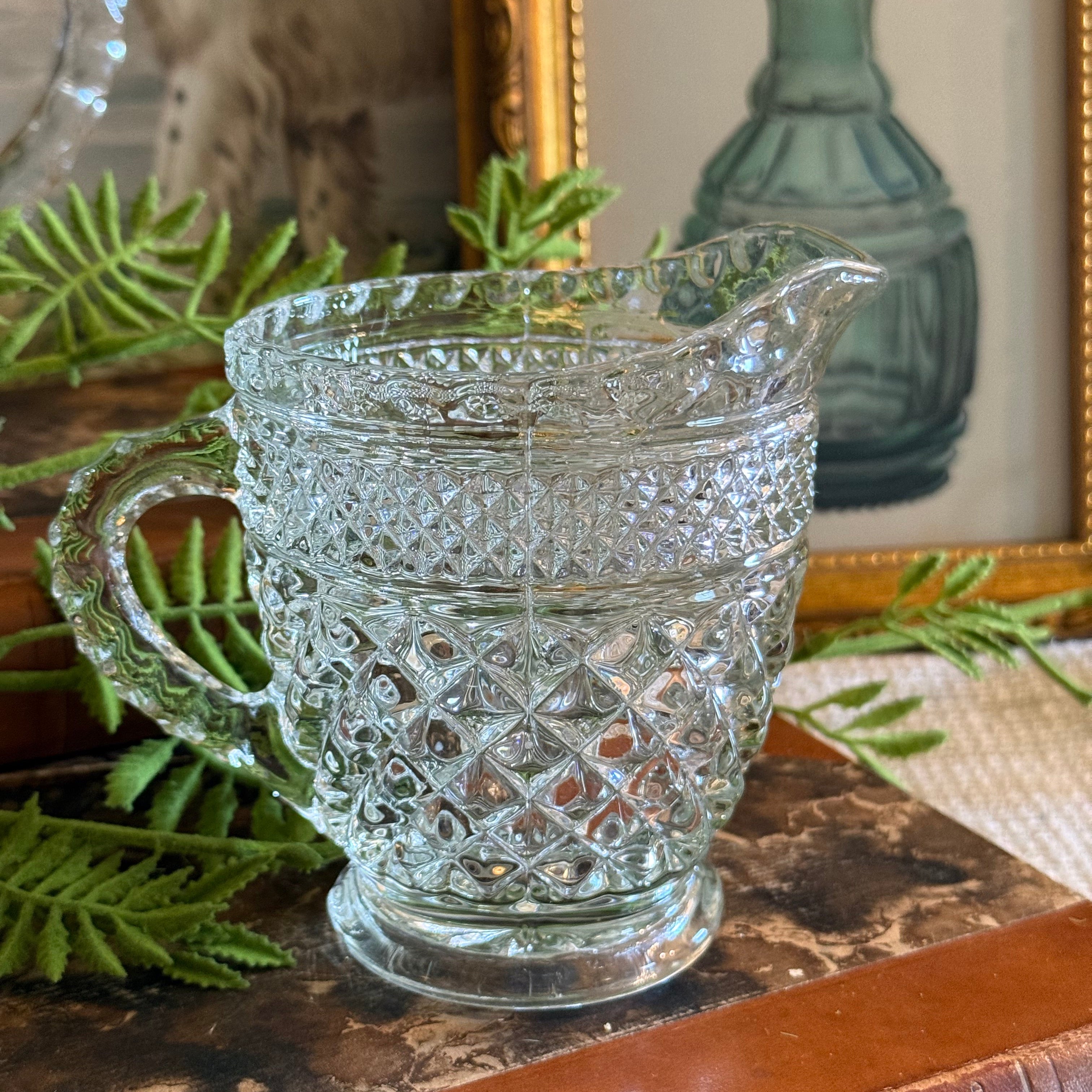 Vintage 4.25" Anchor Hocking Wexford Pattern Pitcher