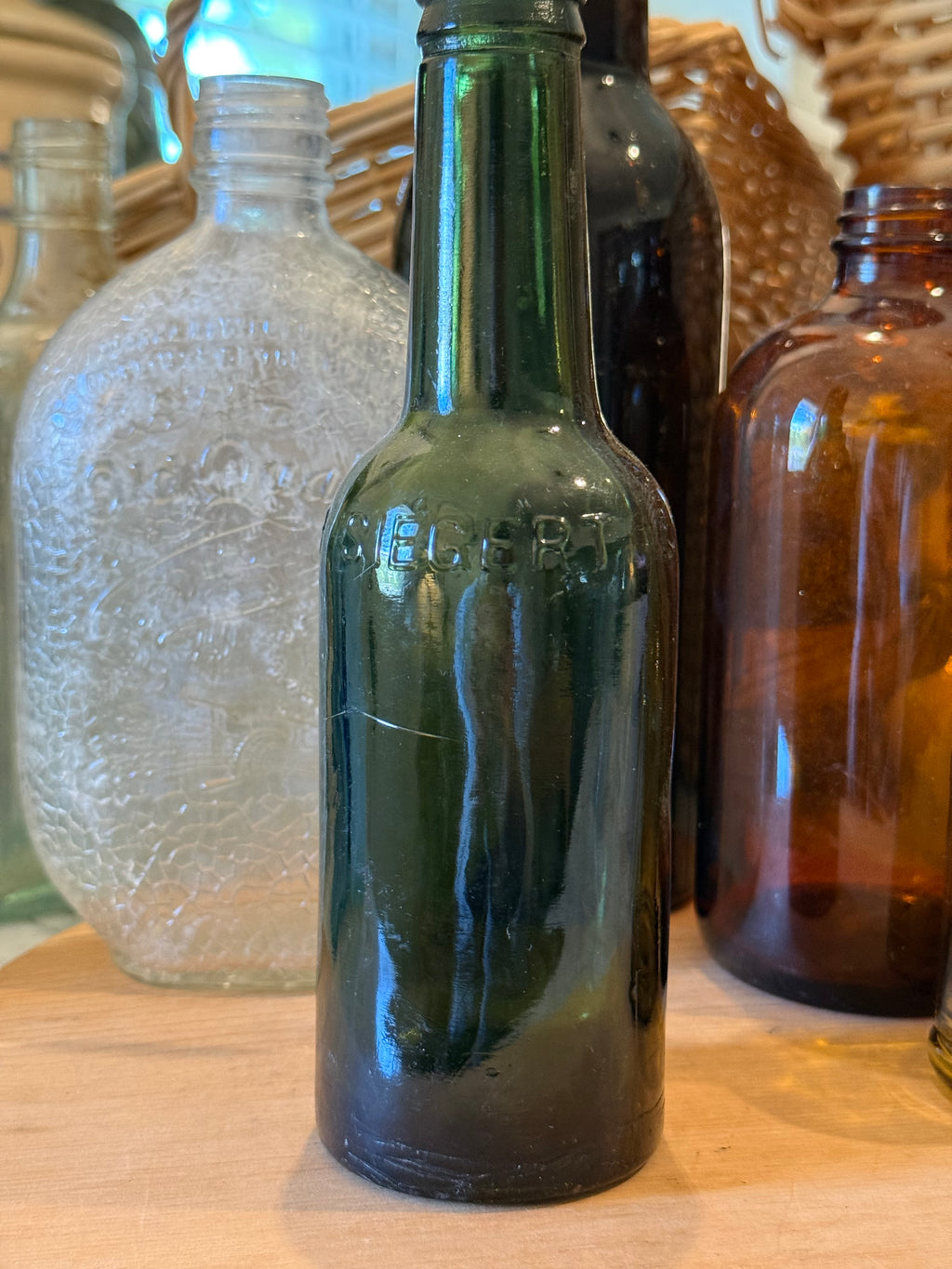 Antique Emerald Glass Siegert Bitters Bottle