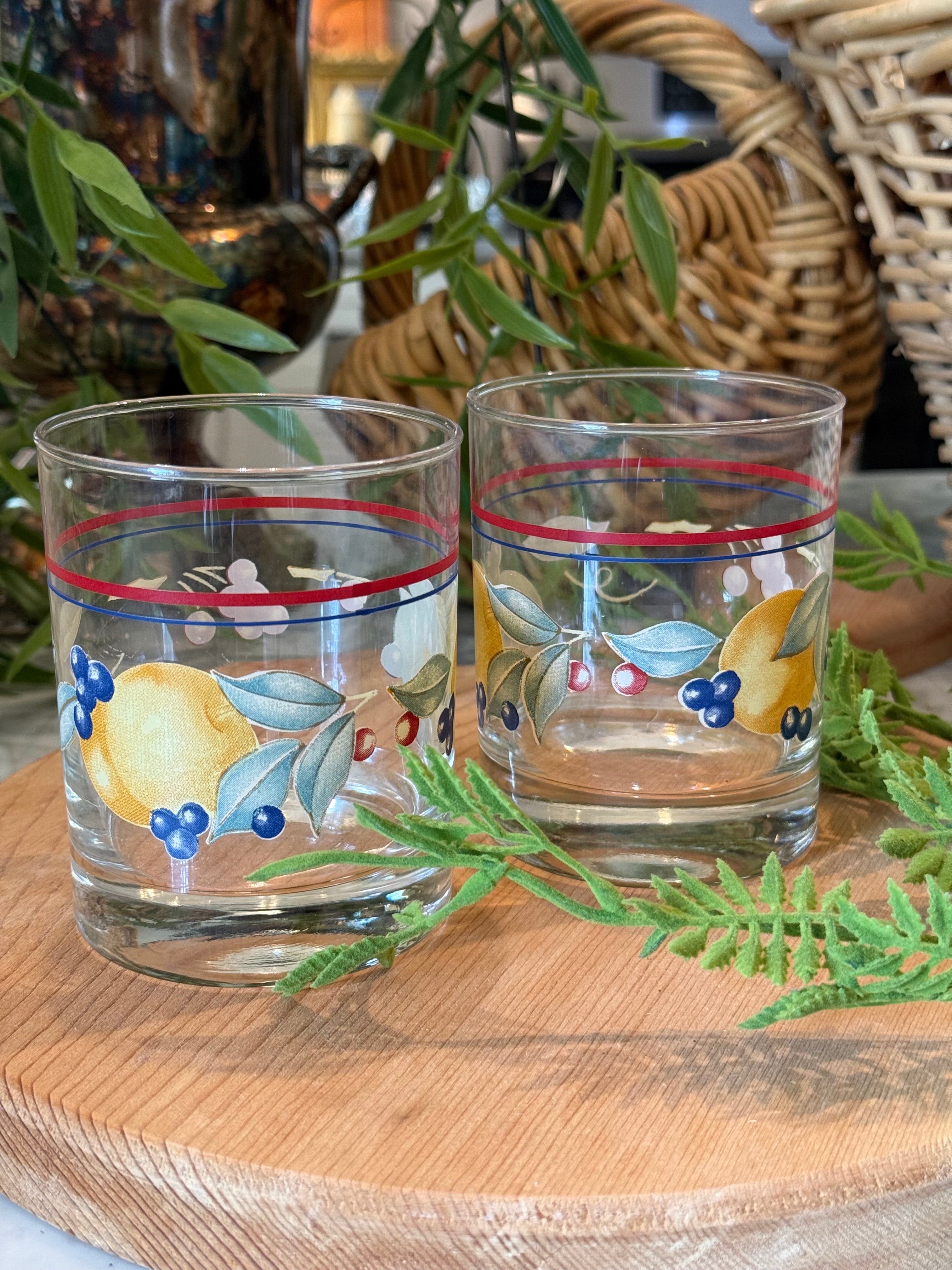 Set of 2 Vintage Corelle Corningware Abundance Juice Glasses