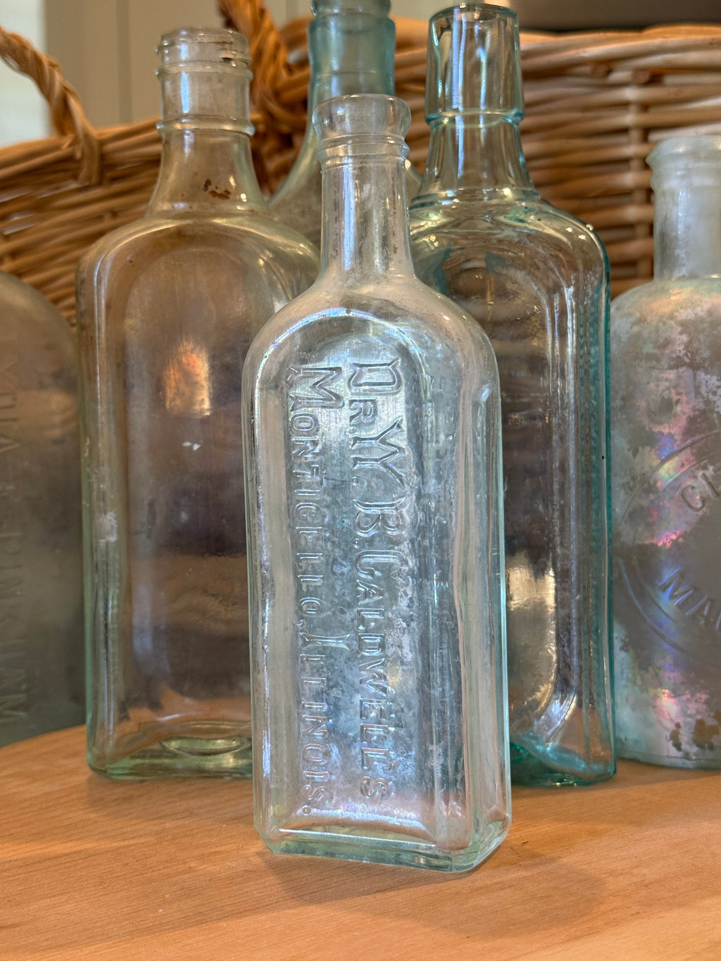 Antique Caldwell's Syrup Pepsin Aqua Bottle