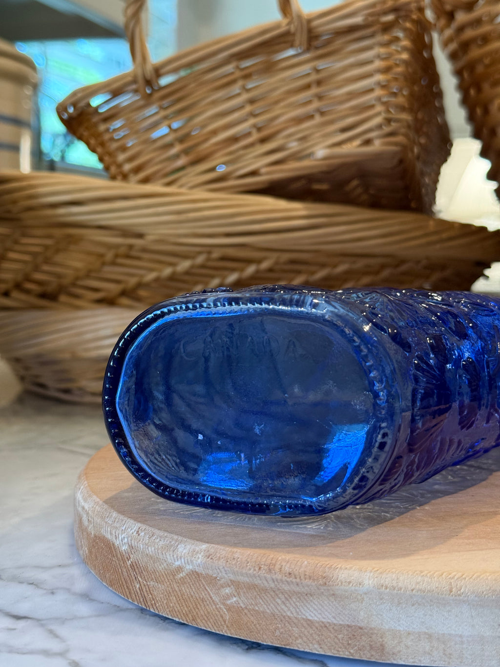 Vintage Libbey Cobalt Glass Seashell Bottle