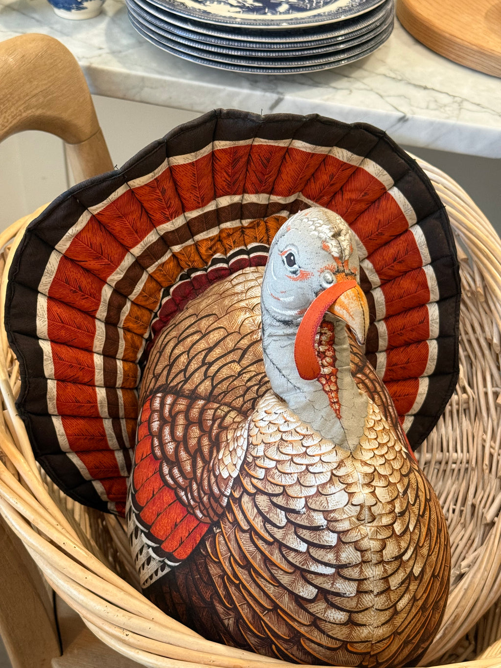 Vintage Stuffed Thanksgiving Tom Turkey Pillow