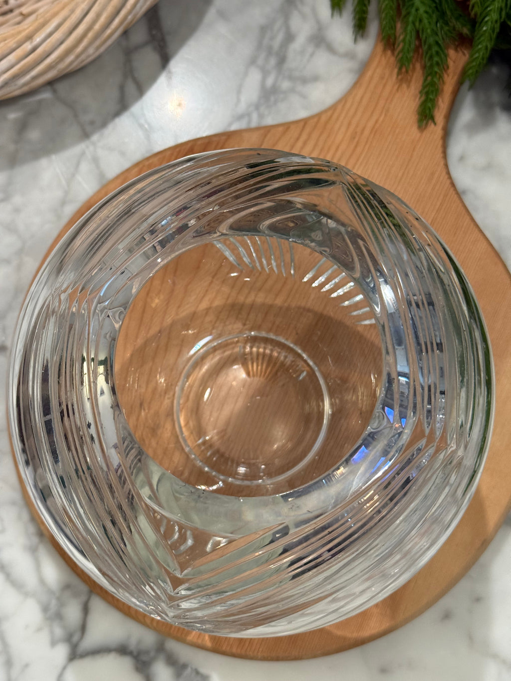 Geometric Cut Crystal Rose Bowl
