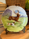 Antique Hand-Painted Stag & Hound Limoges Plate