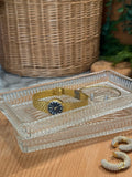 Vintage Starburst Pressed Glass Trays, Set of 2